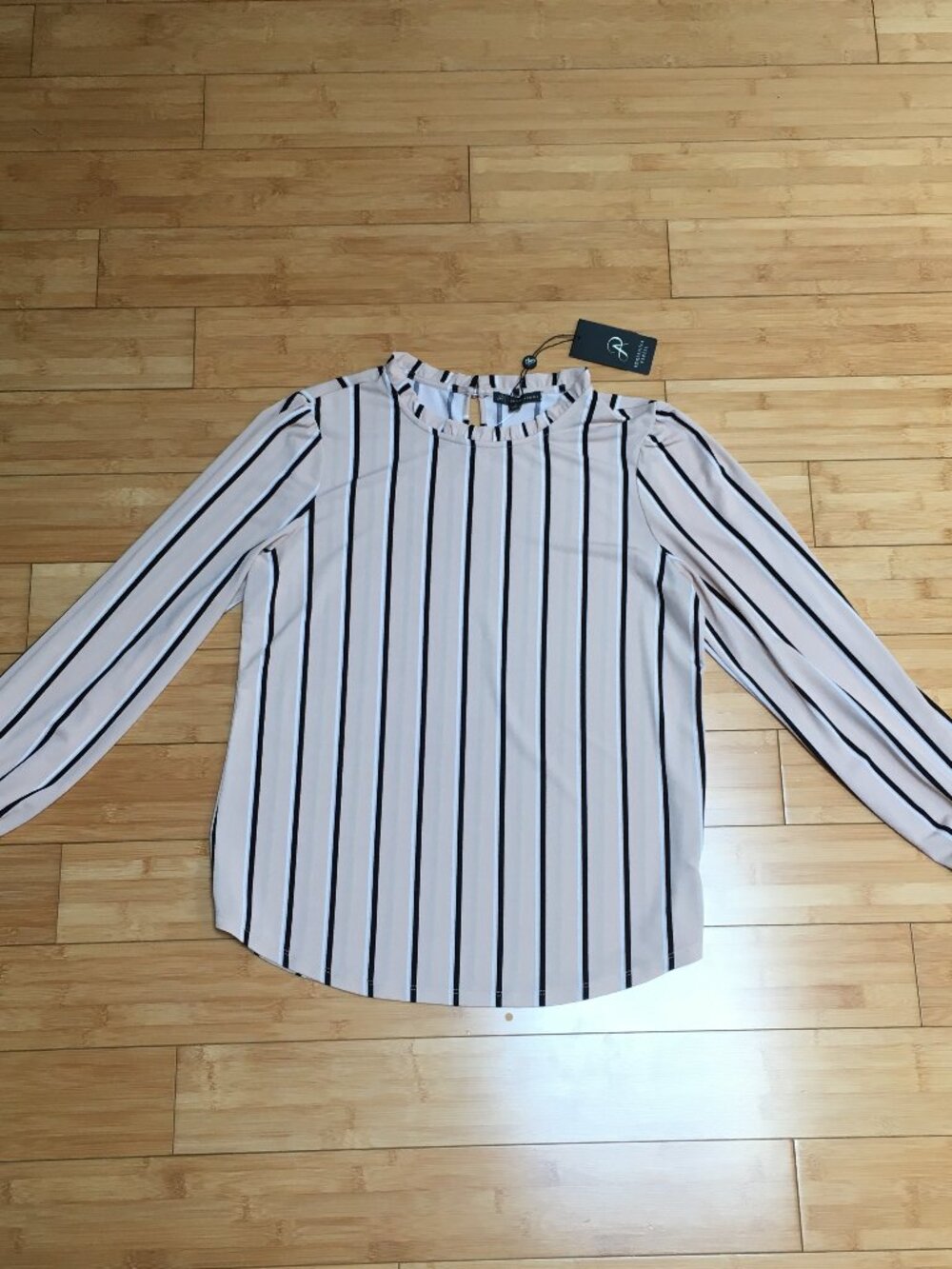 NWT Adrianna Papell Light Beige Striped Blouse